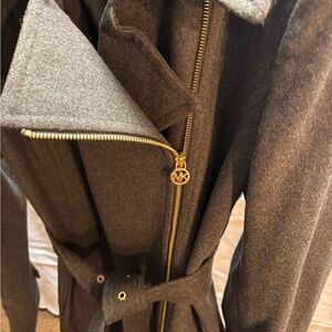 Michael Kors Charcoal Coat with Gold Accents